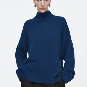 Elegant Navy Turtleneck Sweater for Women